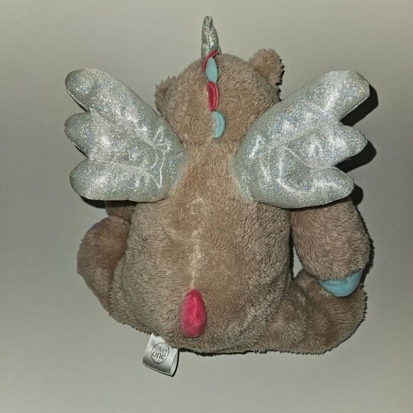 Silver One Pink-ish Winged Unicorn Plush 12" Stuffed Animal Toy Lovey Stars Blue - Picture 6 of 11